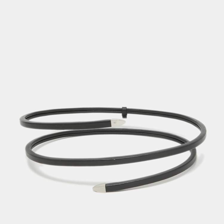 Pre Owned Bottega Veneta Black Leather Spiral Belt M