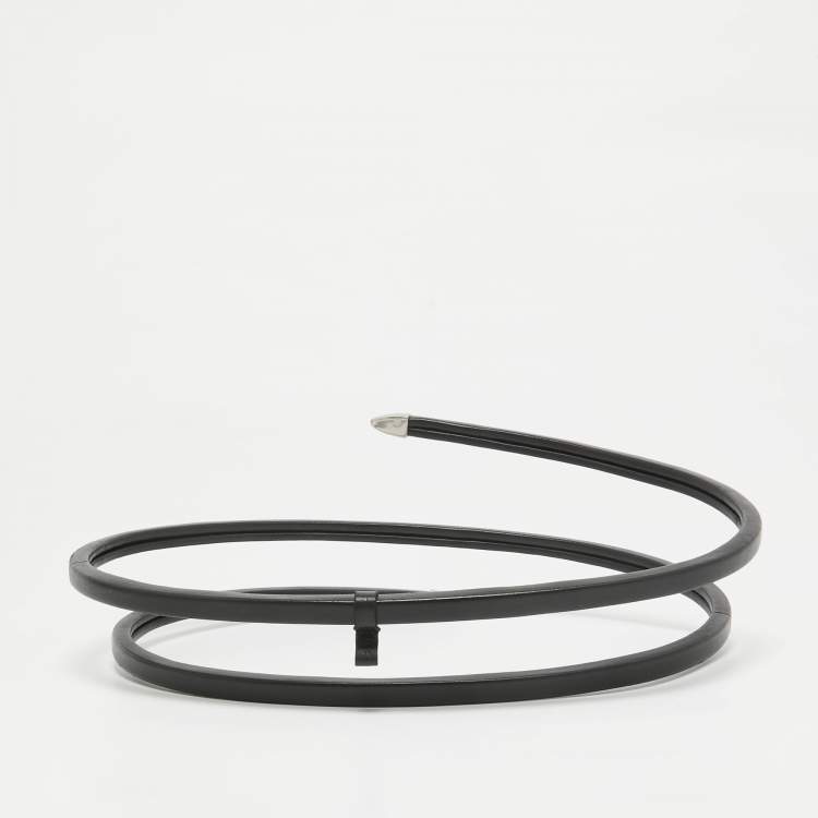 Pre Owned Bottega Veneta Black Leather Spiral Belt M