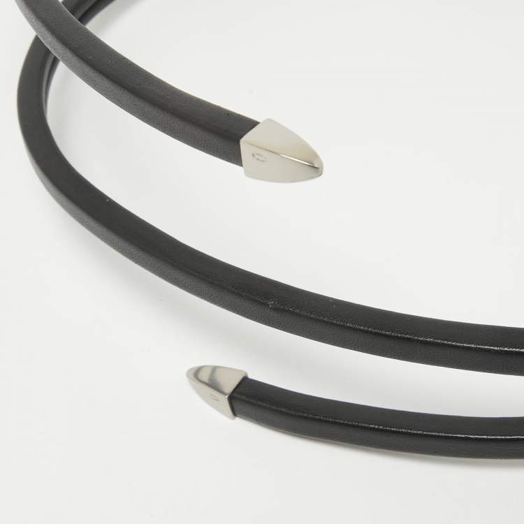 Pre Owned Bottega Veneta Black Leather Spiral Belt M
