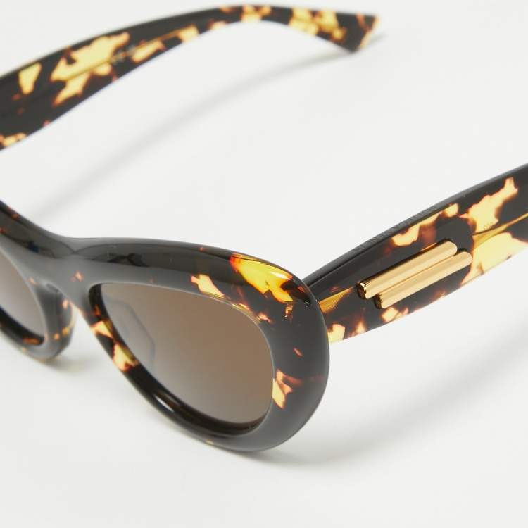 Pre Owned Bottega Veneta Tortoise Brown BV1282S Bombe Cat Eye Sunglasses