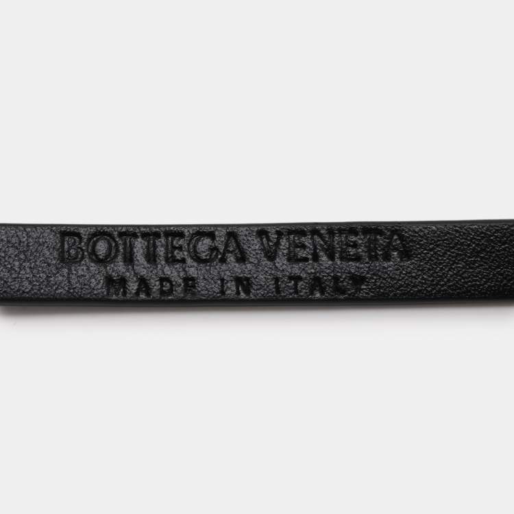Pre Owned Bottega Veneta Black Leather Double Skinny Horseshoe Belt 