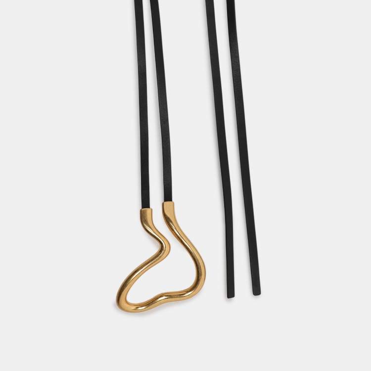 Pre Owned Bottega Veneta Black Leather Double Skinny Horseshoe Belt 