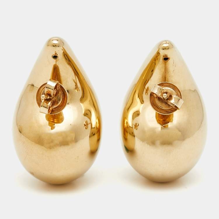 Pre Owned Bottega Veneta Drop Gold Tone Sterling Silver Earrings