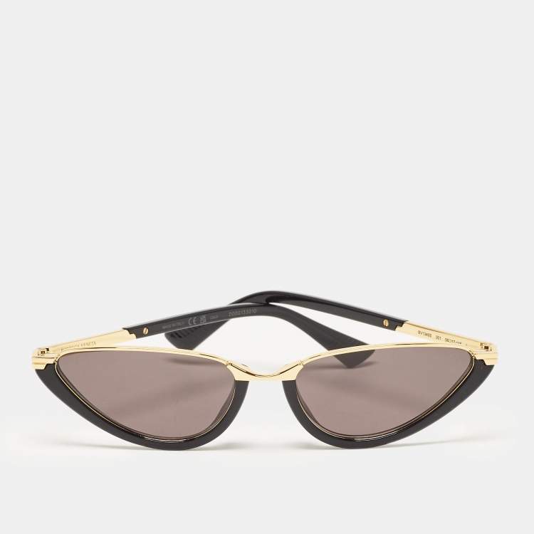 Pre Owned Bottega Veneta Black/Gold BV1346S Classic Cat Eye Sunglasses