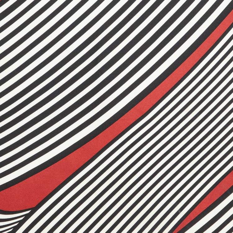 Pre Owned Bottega Veneta Black/Red Printed Silk Scarf