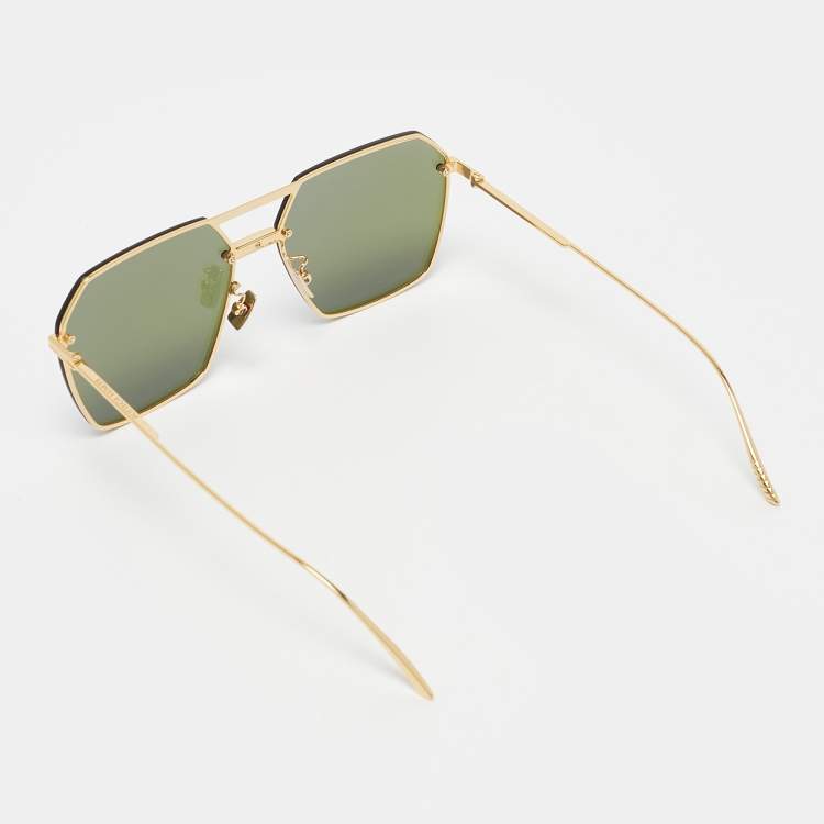 Pre Owned Bottega Veneta Blue  Gold Tone BV1045S Sunglasses