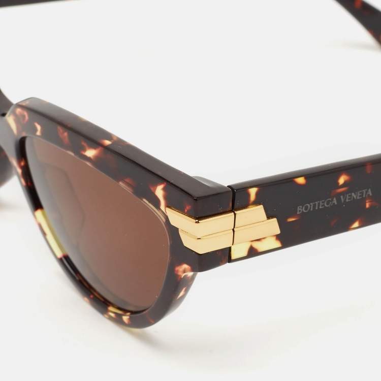 Pre Owned Bottega Veneta Tortoise Brown BV1035S Cat Eye Sunglasses