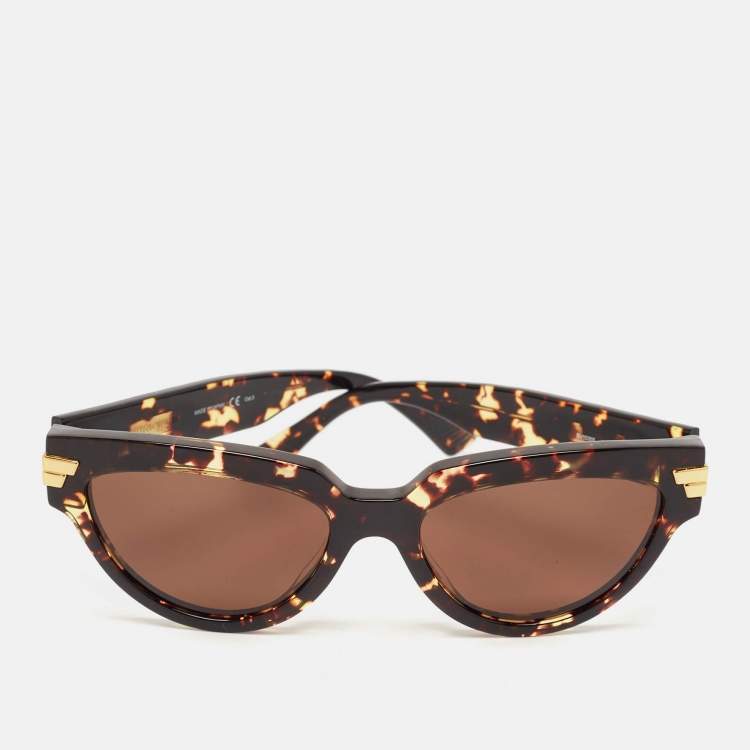 Pre Owned Bottega Veneta Tortoise Brown BV1035S Cat Eye Sunglasses