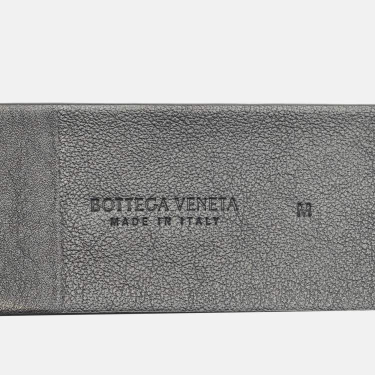 Pre Owned Bottega Veneta Black Leather Horseshoe Buckle Belt M