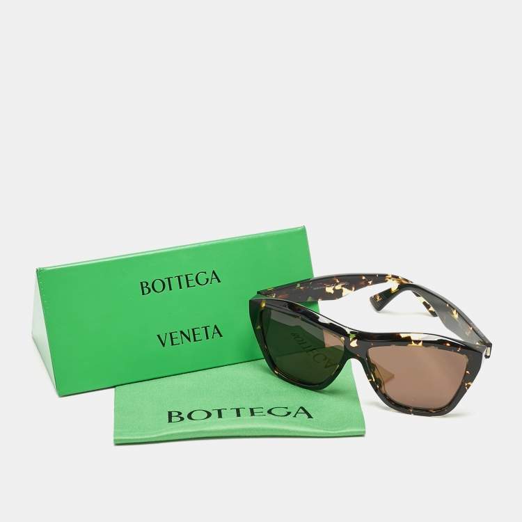 Pre Owned Bottega Veneta Tortoise Brown BV1092S Minimalist Cat Eye Sunglasses