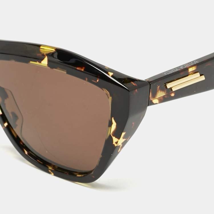 Pre Owned Bottega Veneta Tortoise Brown BV1092S Minimalist Cat Eye Sunglasses