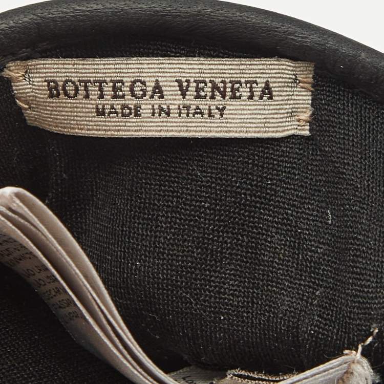 Pre Owned Bottega Veneta Black Intrecciato Leather Gloves Size 60