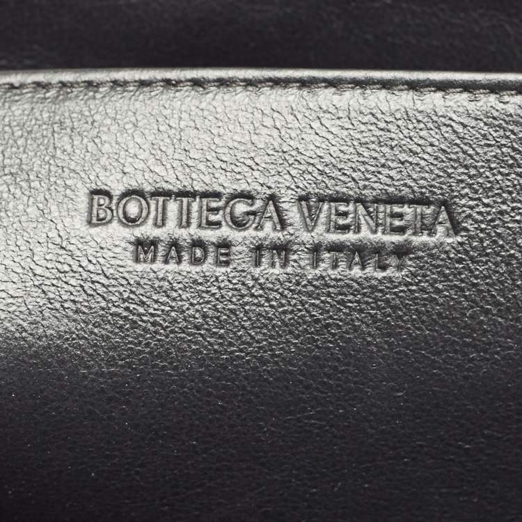 Pre Owned Bottega Veneta Black Intrecciato Leather Zip Document Case