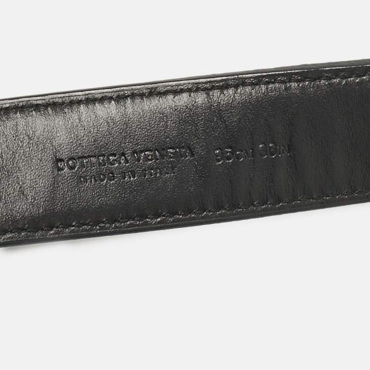 Pre Owned Bottega Veneta Black Intrecciato Leather Belt 95 CM
