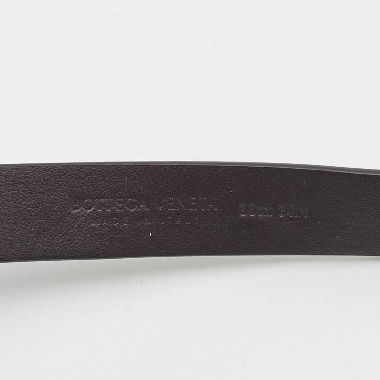 Pre Owned Bottega Veneta Brown Leather Knot Buckle Belt 85 CM