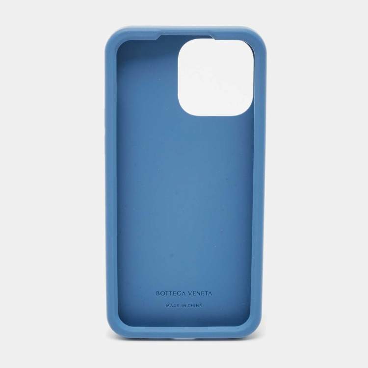 Pre Owned Bottega Veneta Blue Intrecciato Rubber iPhone 16 Pro Max Case