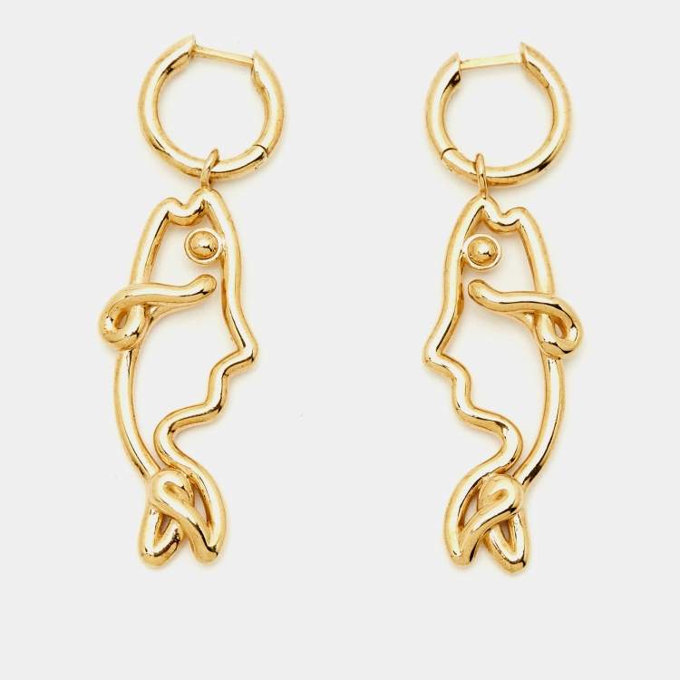 Pre Owned Bottega Veneta Fish Gold Tone Sterling Silver Earrings