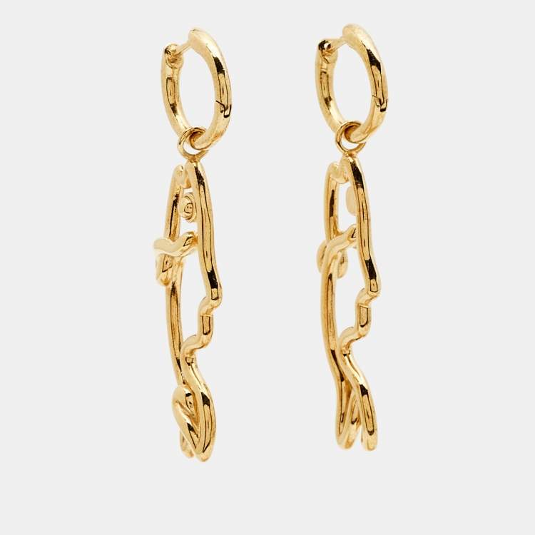 Pre Owned Bottega Veneta Fish Gold Tone Sterling Silver Earrings
