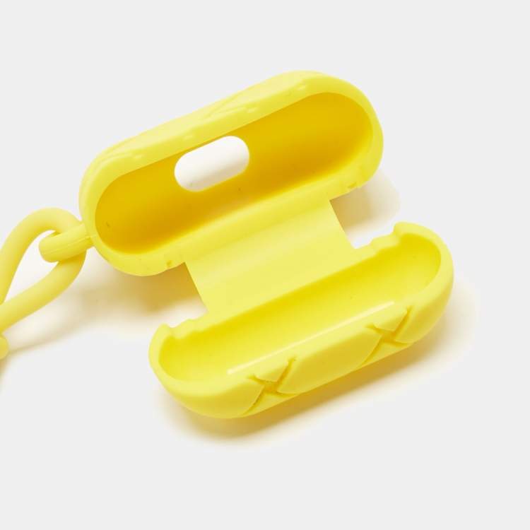 Pre Owned Bottega Veneta Yellow Intrecciato Rubber AirPods Pro Case