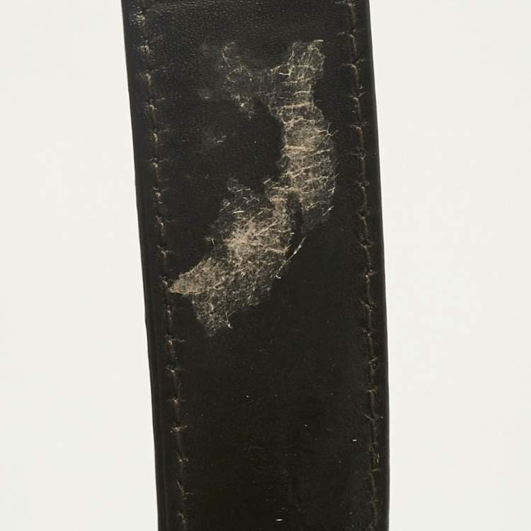 Pre Owned Bottega Veneta Navy Blue Intrecciato Leather Buckle Belt 75CM