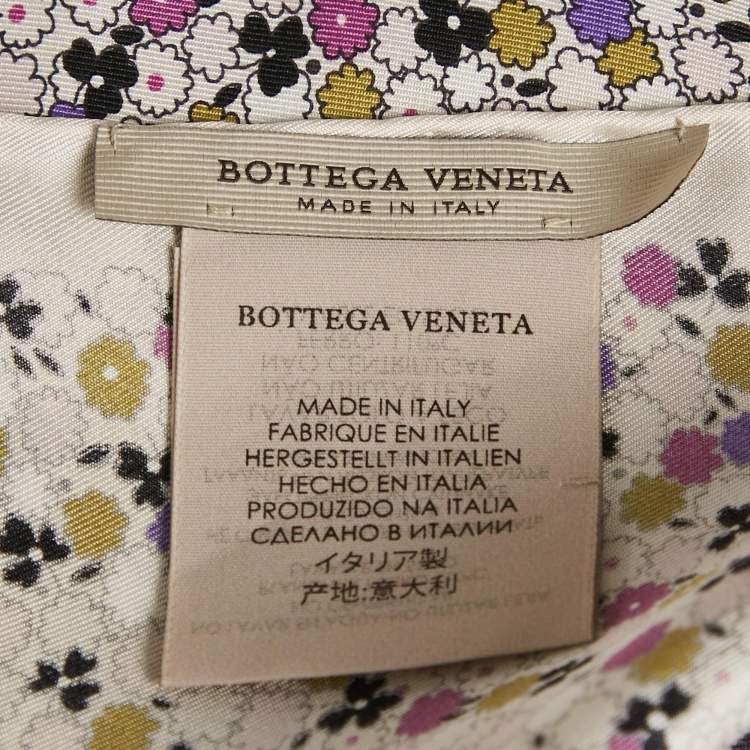 Pre Owned Bottega Veneta White Floral Print Silk Square Scarf 