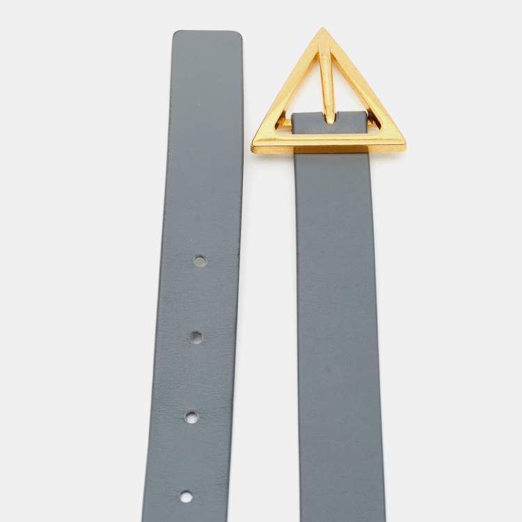 مملوكة مسبقًا Bottega Veneta Triangle Buckle 75 CM Belt Grey Leather 