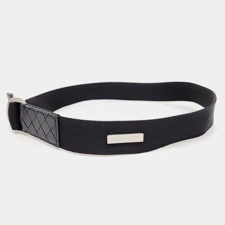 Pre Owned Bottega Veneta Black Fabric Belt
