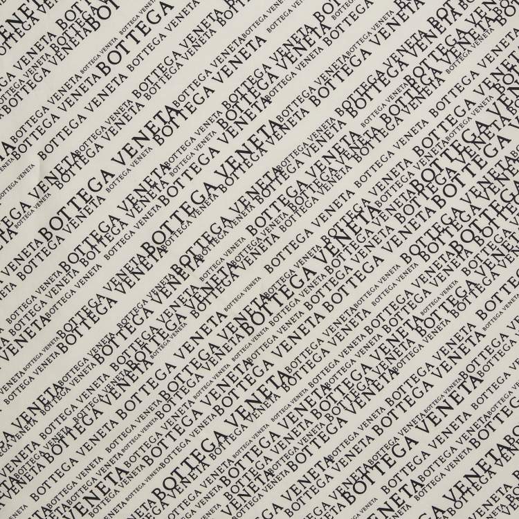 Pre Owned Bottega Veneta White All Over Logo Print Silk Scarf