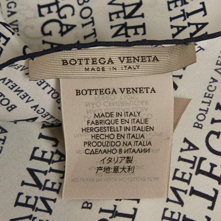 Pre Owned Bottega Veneta White All Over Logo Print Silk Scarf