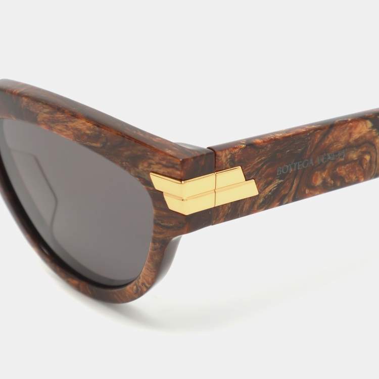 Pre Owned Bottega Veneta Black/Brown Acetate BV1035S-006 Cat-Eye Sunglasses