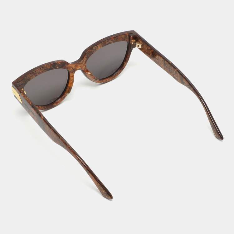 Pre Owned Bottega Veneta Black/Brown Acetate BV1035S-006 Cat-Eye Sunglasses