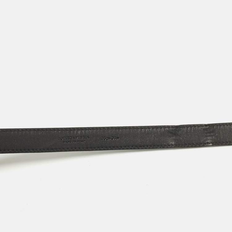 Pre Owned Bottega Veneta 85 CM Buckle Belt Black Patent Leather