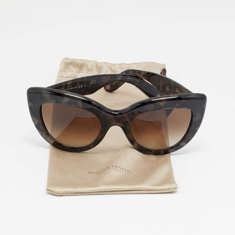 Pre Owned Bottega Veneta Tortoise Brown/Grey Gradient BV 263/S Cat Eye Sunglasses