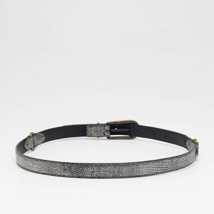 Pre Owned Bottega Veneta 80 CM Slim Buckle Belt Lizard