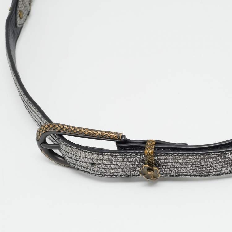 Pre Owned Bottega Veneta 80 CM Slim Buckle Belt Lizard