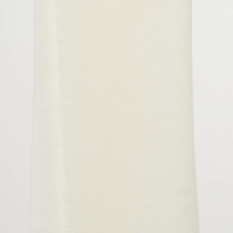 Pre Owned Bottega Veneta Cream Cashmere Scarf 