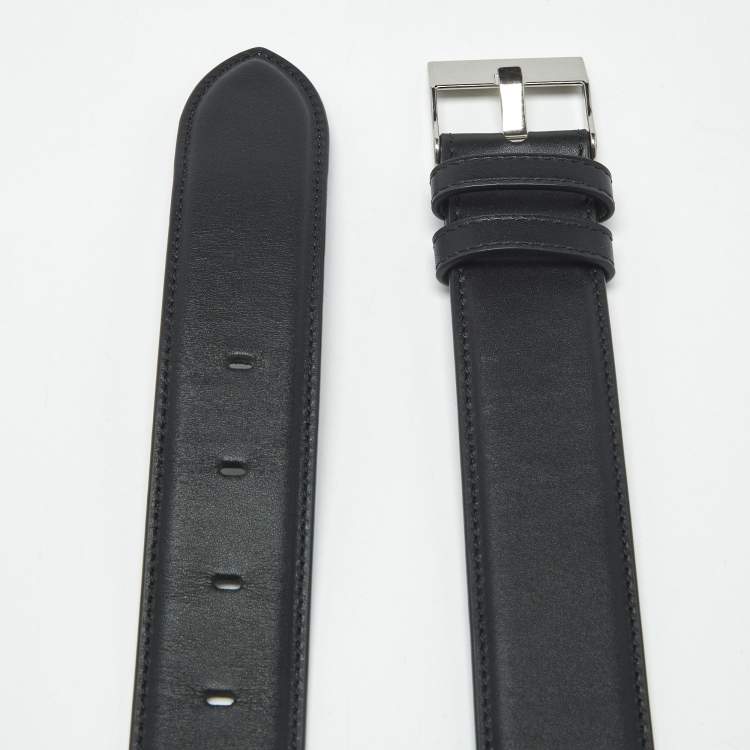 Pre Owned Bottega Veneta Weave 90CM Buckle Belt Black Leather