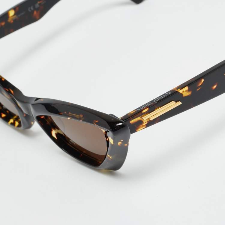 Pre Owned Bottega Veneta Tortoise Brown BV1101S Frame Cat Eye Sunglasses