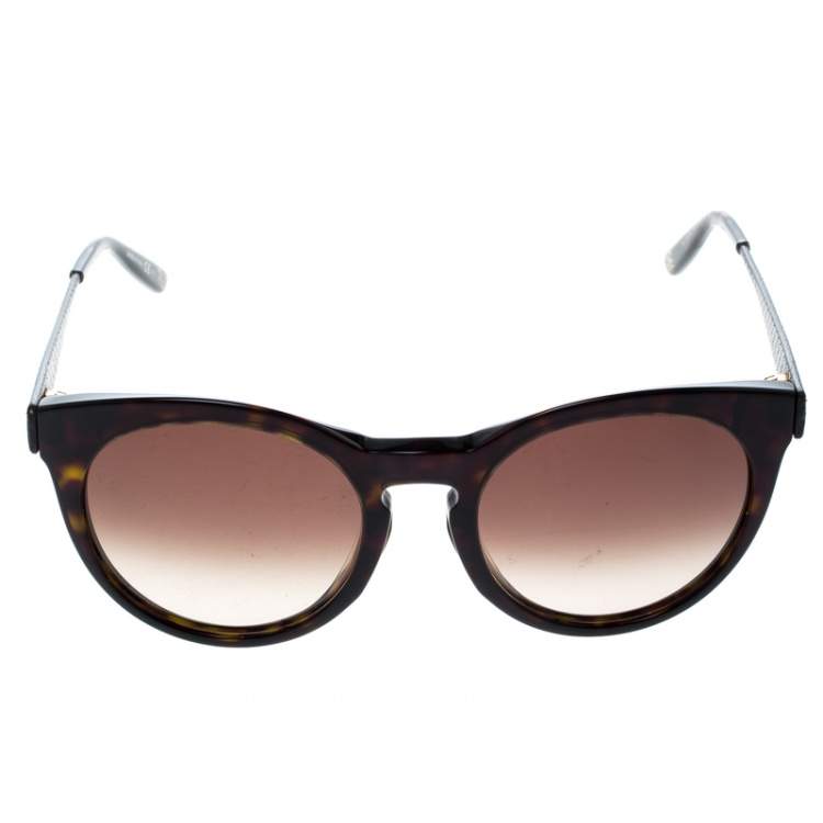 Pre Owned Bottega Veneta Havana/Brown Gradient BV253FS Round Sunglasses 