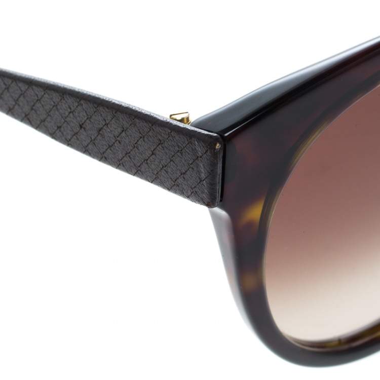 Pre Owned Bottega Veneta Havana/Brown Gradient BV253FS Round Sunglasses 