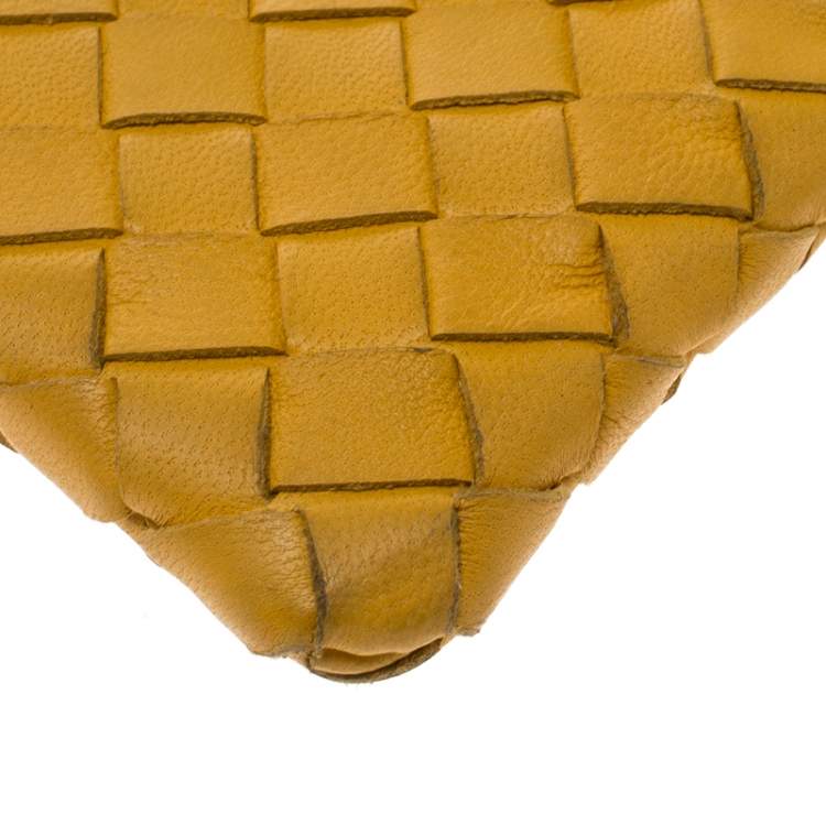 Pre Owned Bottega Veneta Yellow Intrecciato Leather Phone Case