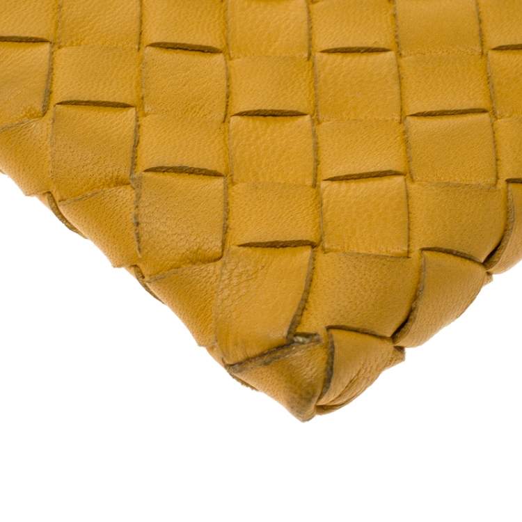 Pre Owned Bottega Veneta Yellow Intrecciato Leather Phone Case
