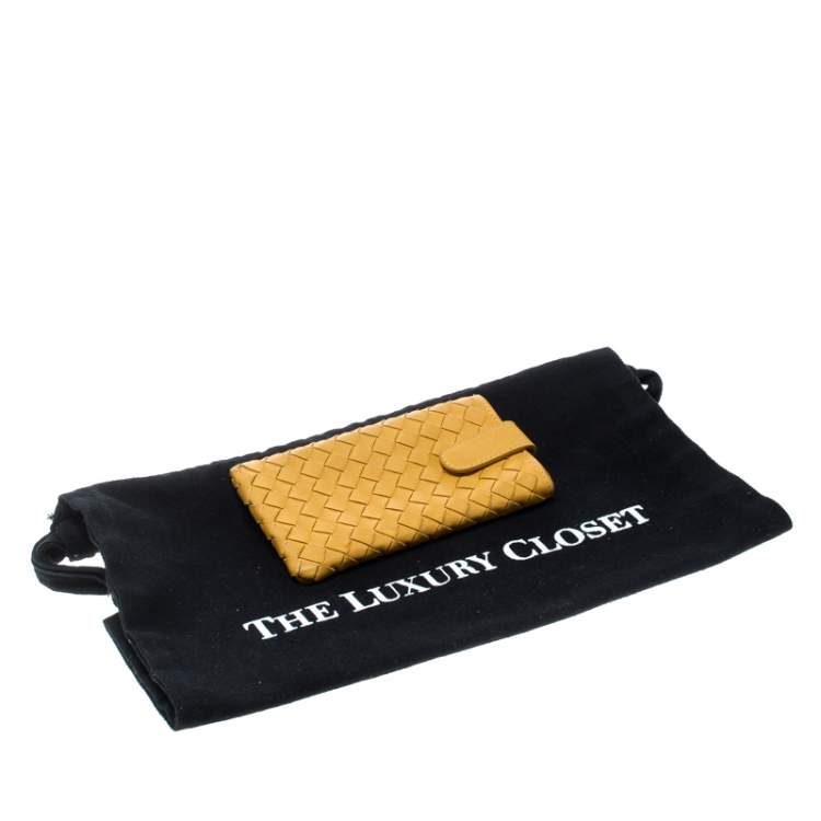 Pre Owned Bottega Veneta Yellow Intrecciato Leather Phone Case