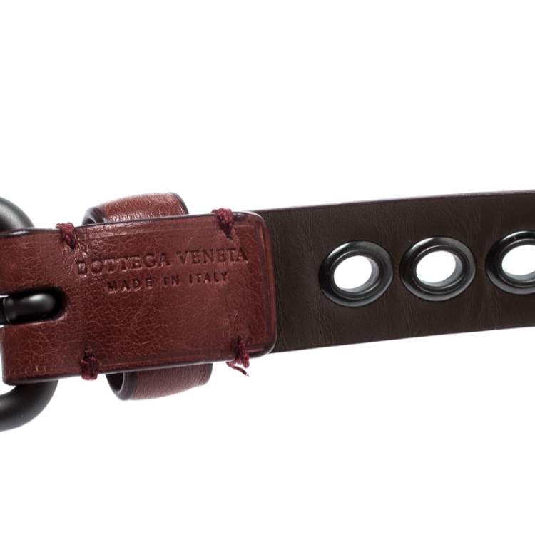 Pre Owned Bottega Veneta Red RIng Hole Leather Belt One Size