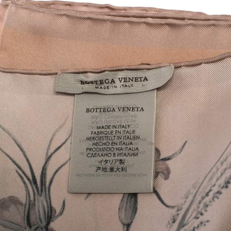 Pre Owned Bottega Veneta Pale Pink Botanic Silk Square Scarf