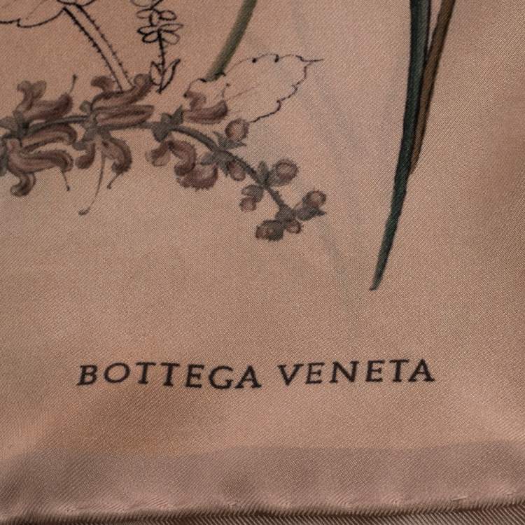 Pre Owned Bottega Veneta Pale Pink Botanic Silk Square Scarf