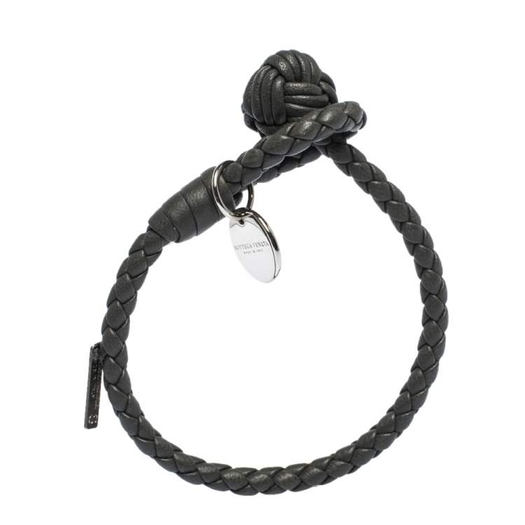 مملوكة مسبقًا Bottega Veneta Grey Intrecciato Nappa Leather Knot Bracelet S