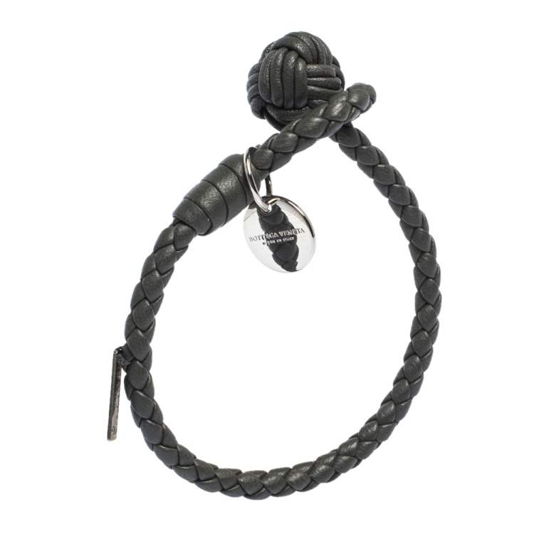 مملوكة مسبقًا Bottega Veneta Grey Intrecciato Nappa Leather Knot Bracelet S