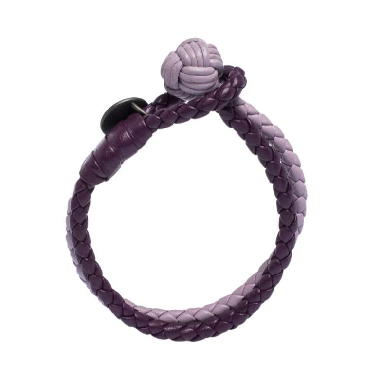 Pre Owned Bottega Veneta Bicolor Intrecciato Nappa Leather Knot Bracelet S