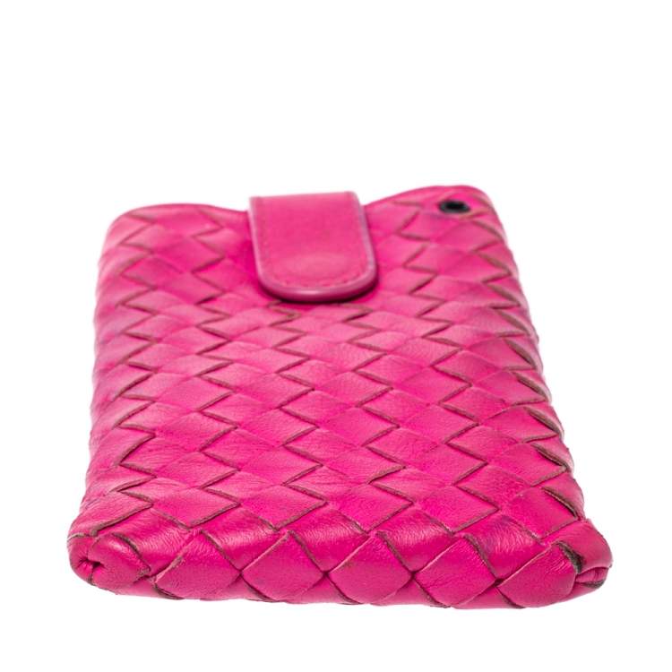 Pre Owned Bottega Veneta Fuchsia Intrecciato Nappa iPhone 5 Case